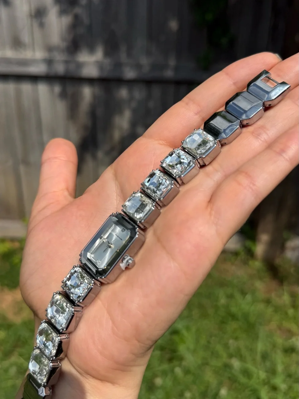 Silver Crystal-Linked Women's Bracelet Watch